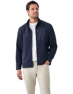 Flex Zip Through Sweat T-shirt in Navy