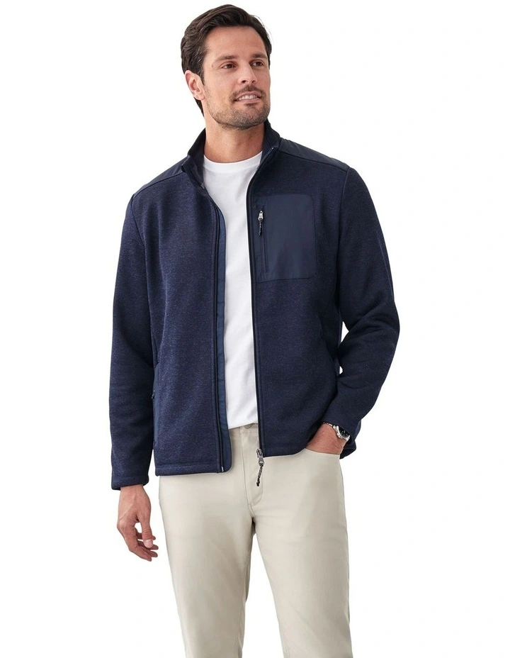 Flex Zip Through Sweat T-shirt in Navy image 1