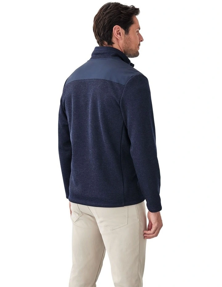 Flex Zip Through Sweat T-shirt in Navy image 2