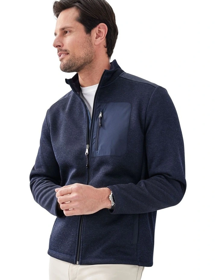 Flex Zip Through Sweat T-shirt in Navy image 3