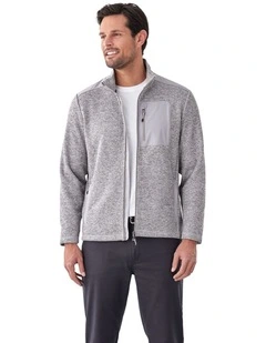Flex Zip Through Sweat in Grey Melange