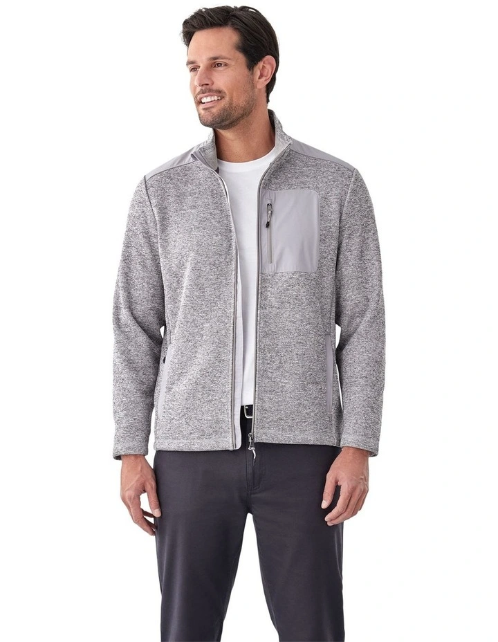 Flex Zip Through Sweat in Grey Melange image 1
