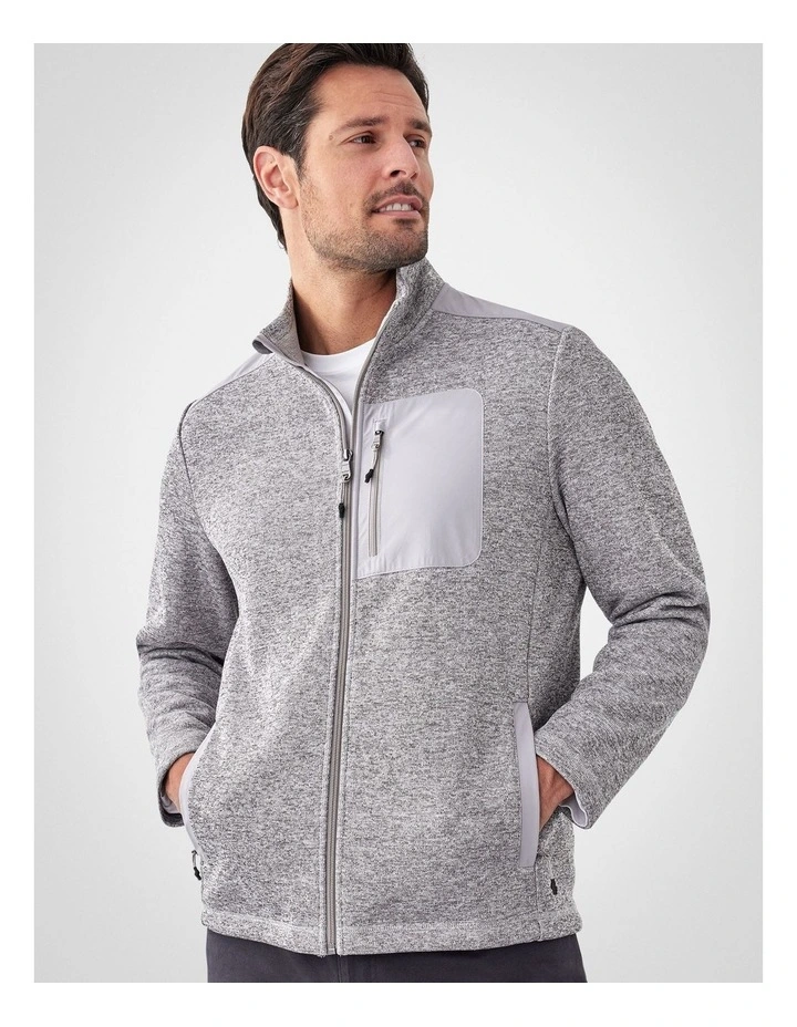 Flex Zip Through Sweat in Grey Melange image 3