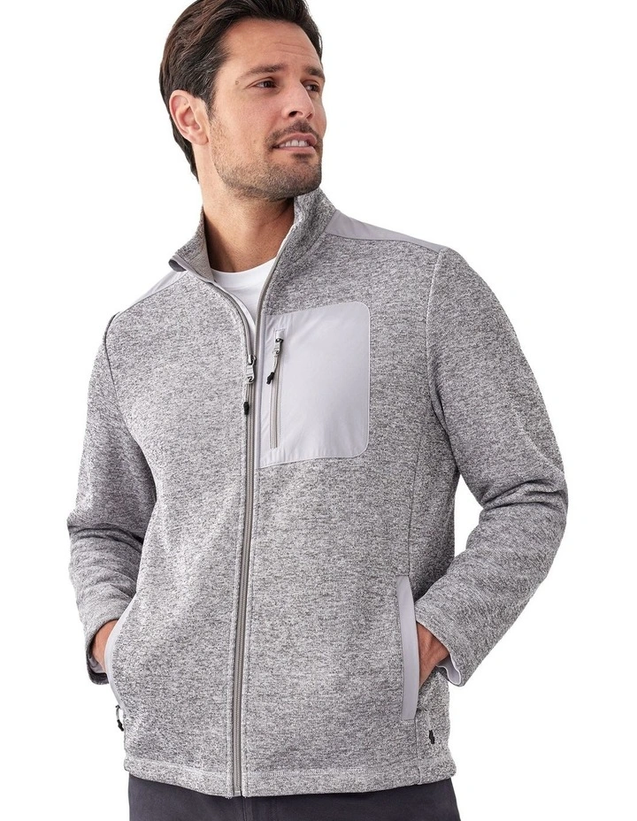 Flex Zip Through Sweat in Grey Melange image 3