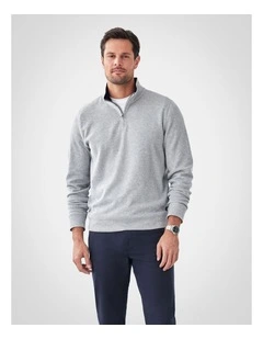 Half Zip Sweat in Grey Melange