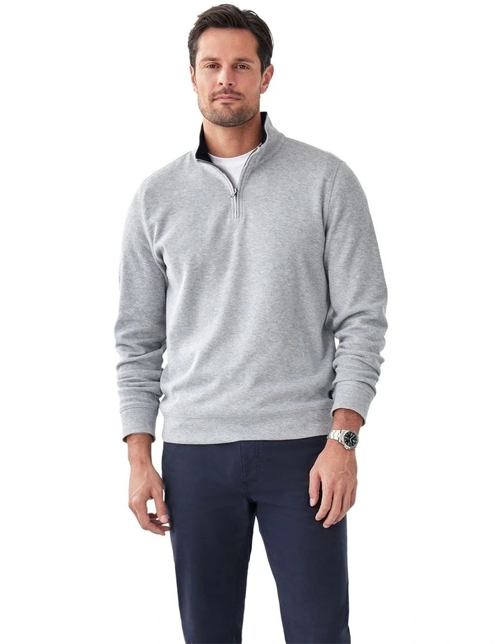 Half Zip Sweat in Grey Melange image 1