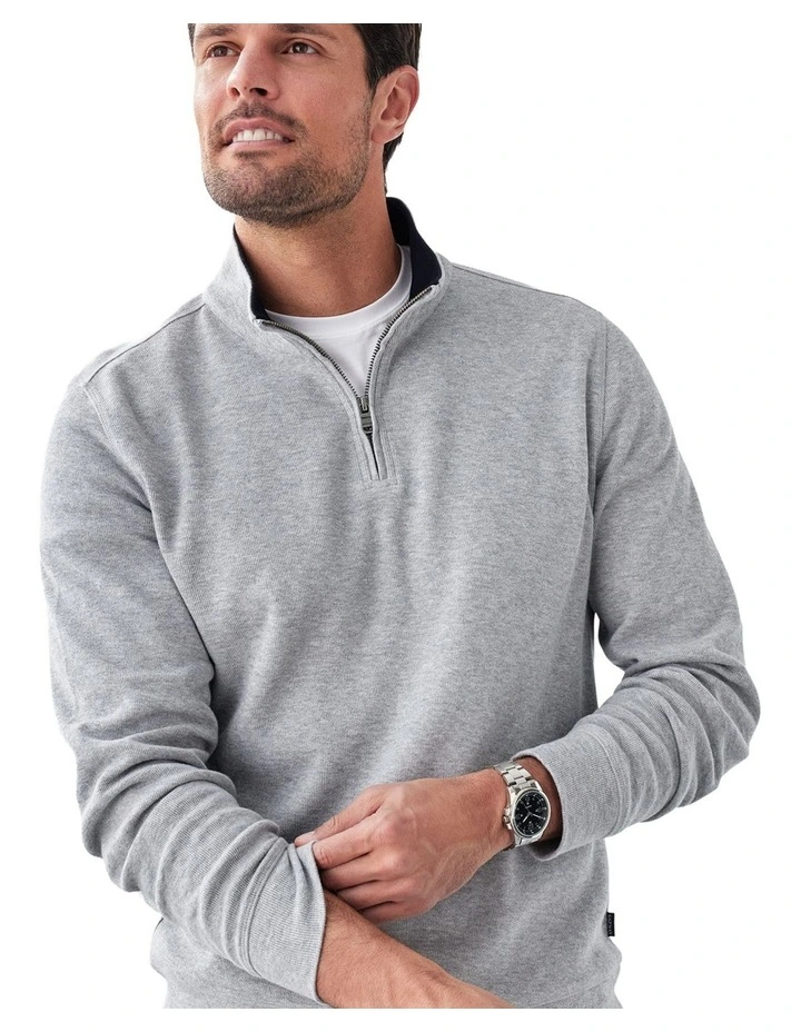 Half Zip Sweat in Grey Melange image 3