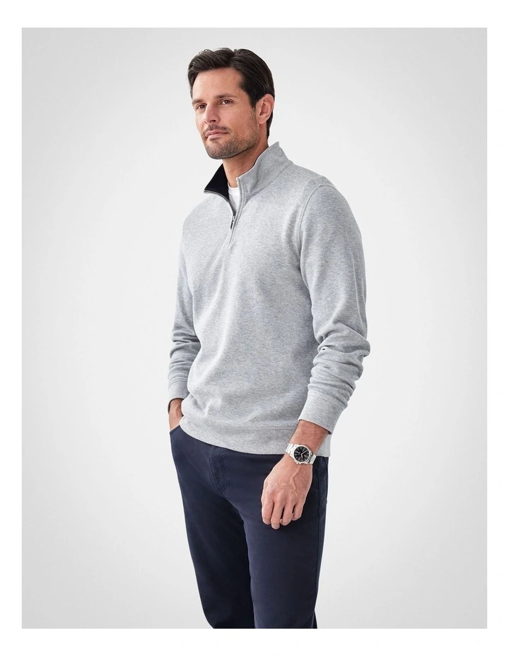 Half Zip Sweat in Grey Melange image 4