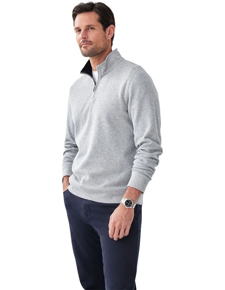 Half Zip Sweat in Grey Melange image 4