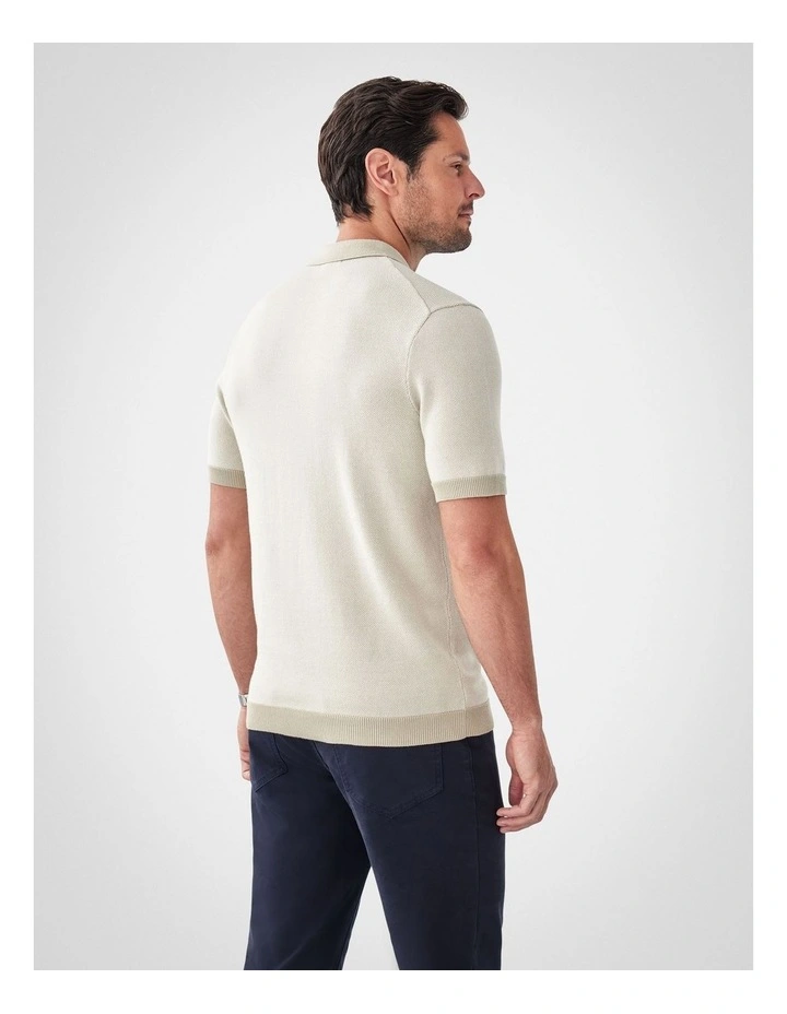 Birdseye Knit Polo in Stone image 2