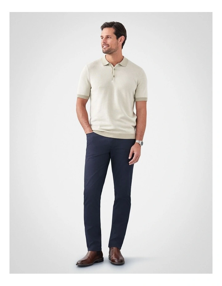 Birdseye Knit Polo in Stone image 5