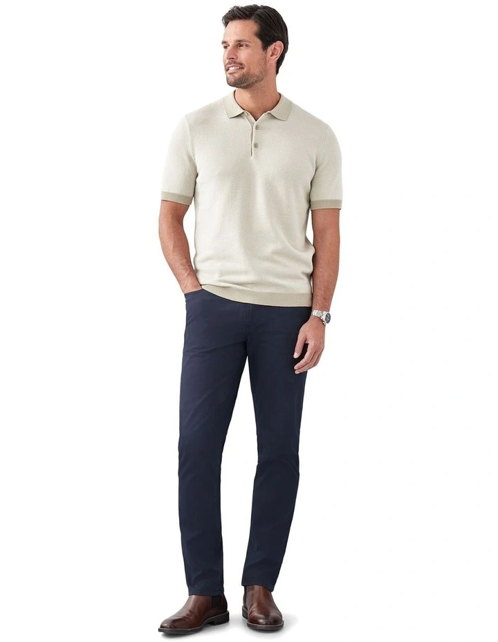 Birdseye Knit Polo in Stone image 5