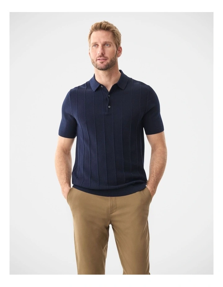 Textured Knit Polo Navy image 1