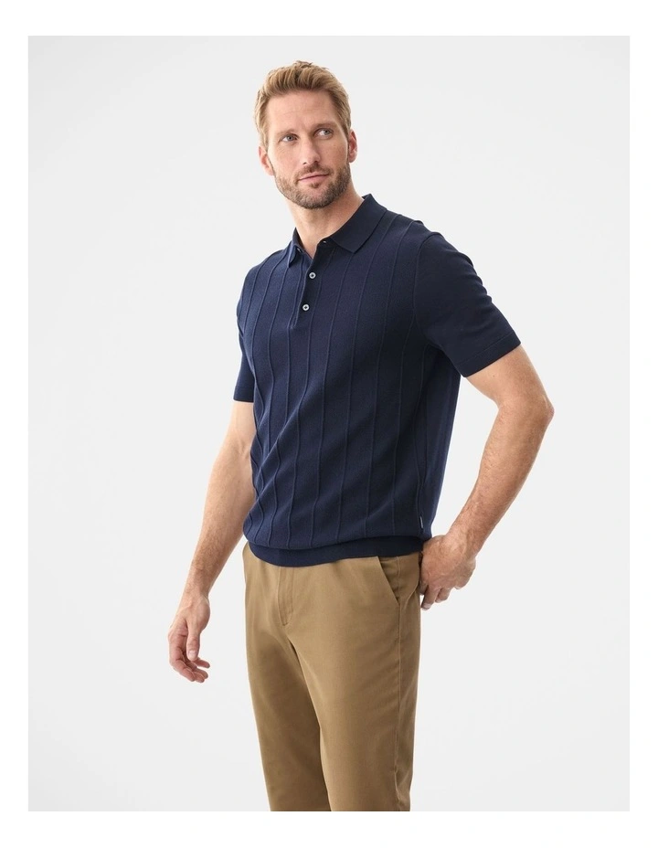 Textured Knit Polo Navy image 4