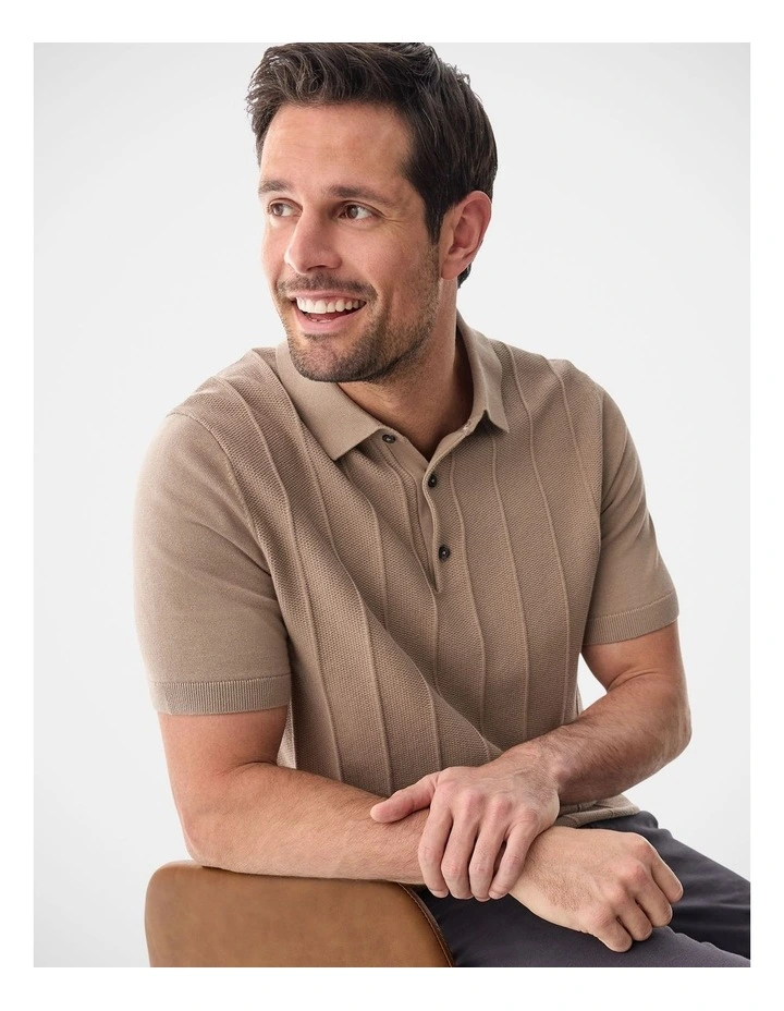 Textured Knit Polo Mocha image 3