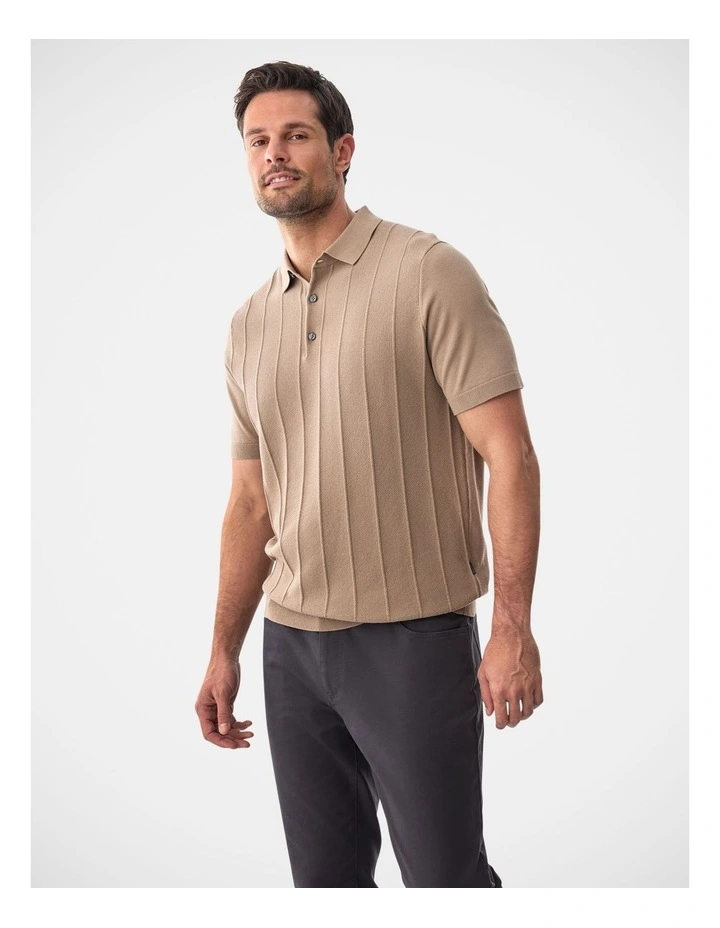 Textured Knit Polo Mocha image 4