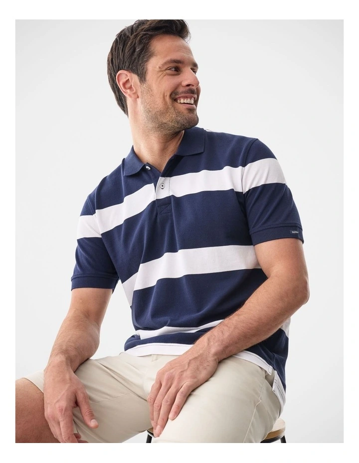 Bold Stripe Polo Navy image 3