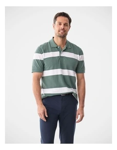 Bold Stripe Polo Dark Forest