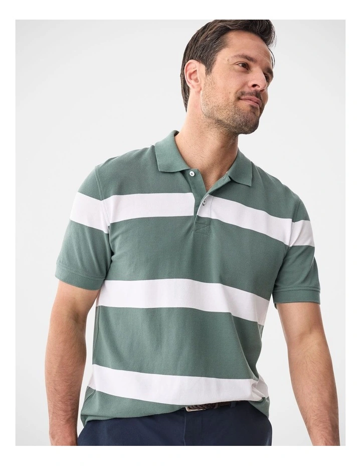 Bold Stripe Polo Dark Forest image 3