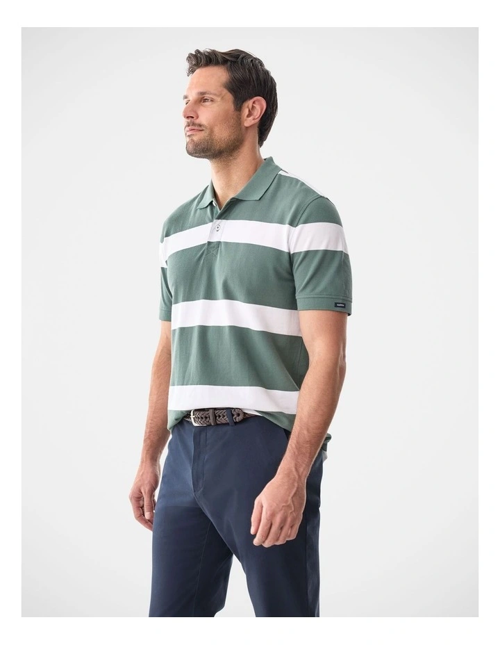 Bold Stripe Polo Dark Forest image 4