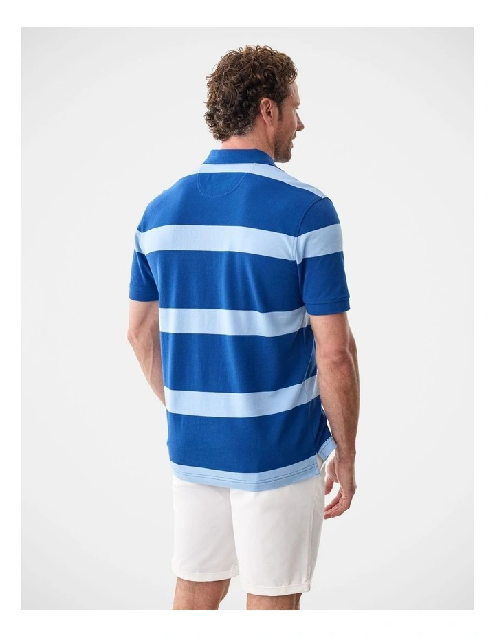 Bold Stripe Polo in Blue Carbon image 2
