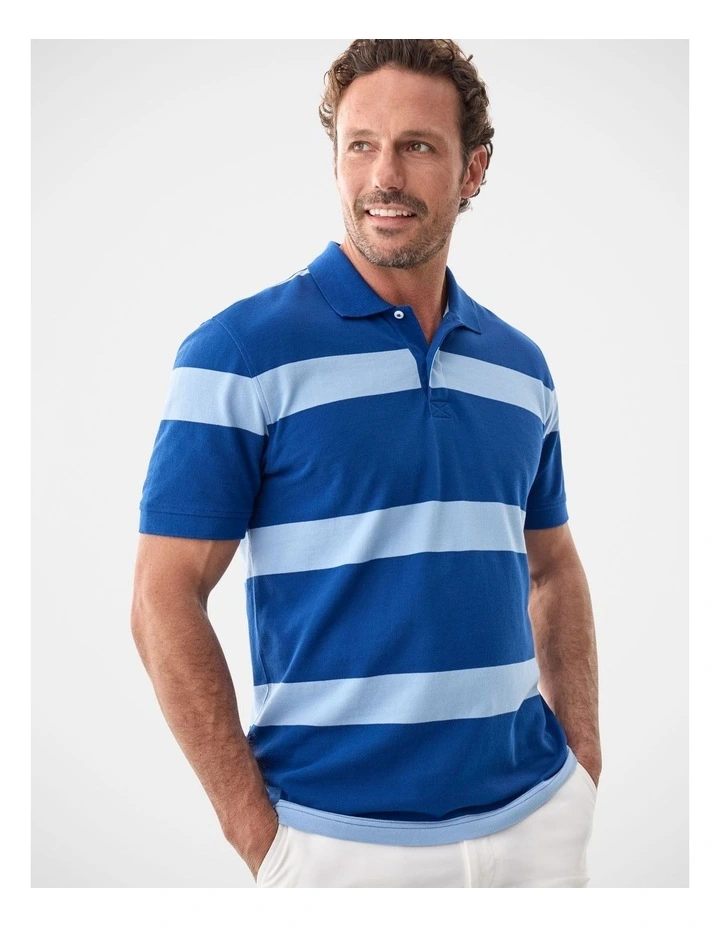 Bold Stripe Polo in Blue Carbon image 3