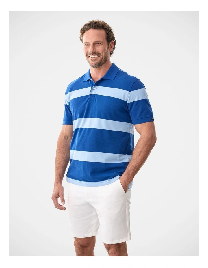 Bold Stripe Polo in Blue Carbon image 4