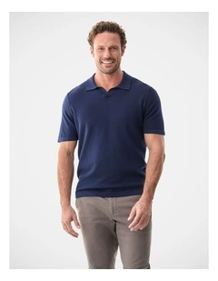 Resort Collar Knit Polo in Navy Mix