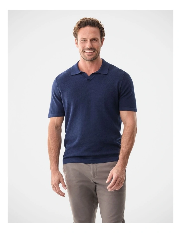 Resort Collar Knit Polo in Navy Mix image 1