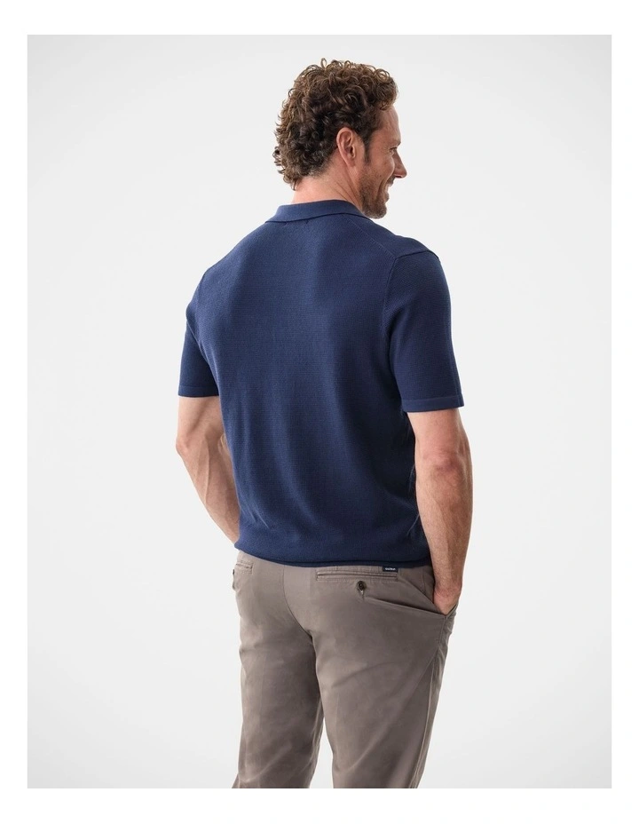 Resort Collar Knit Polo in Navy Mix image 2