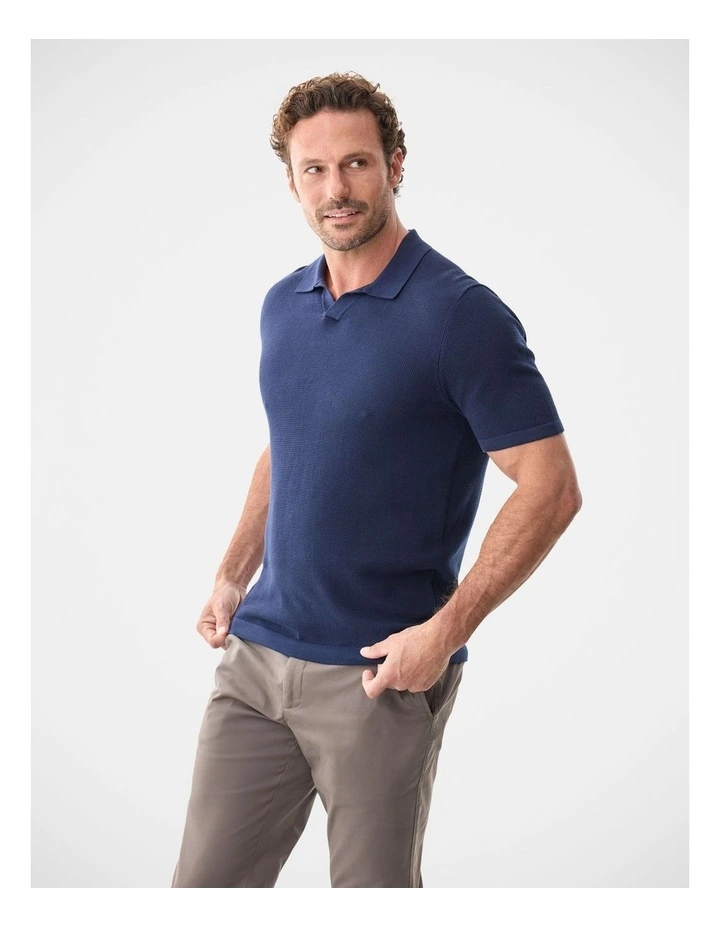 Resort Collar Knit Polo in Navy Mix image 4