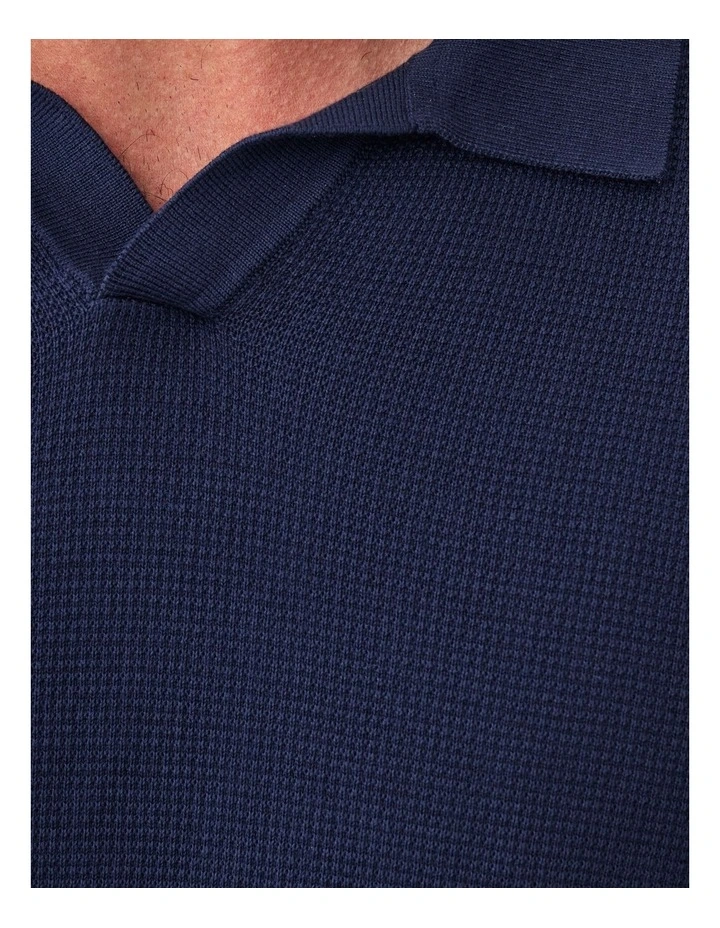 Resort Collar Knit Polo in Navy Mix image 6