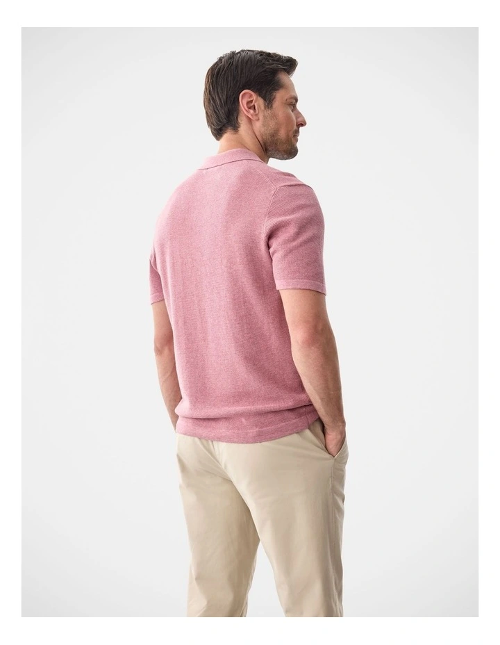 Resort Collar Knit Polo in Berry image 2