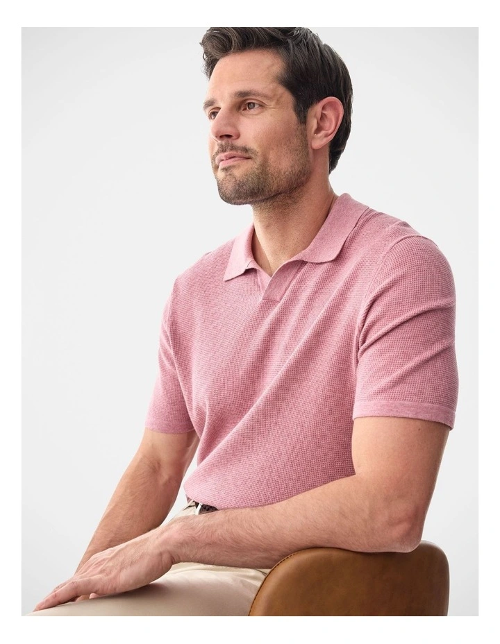 Resort Collar Knit Polo in Berry image 3