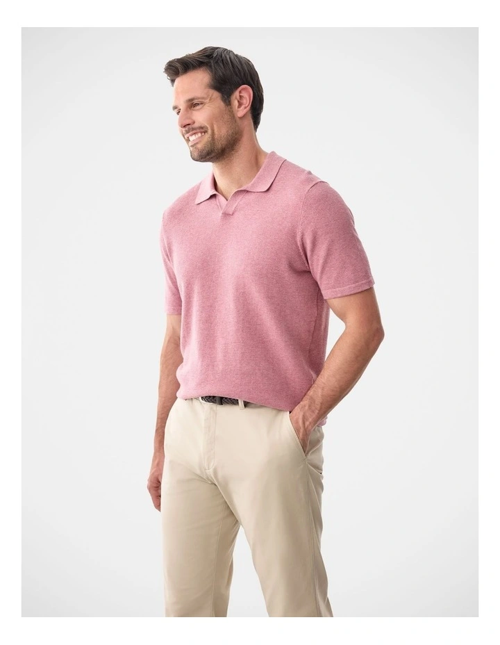 Resort Collar Knit Polo in Berry image 4