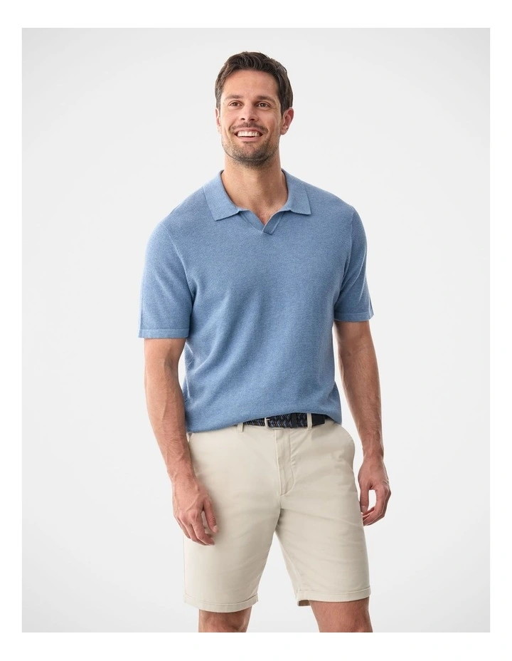 Resort Collar Knit Polo in Pale Blue image 1