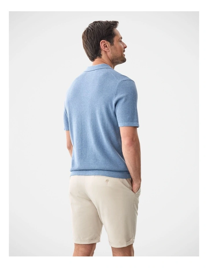 Resort Collar Knit Polo in Pale Blue image 2