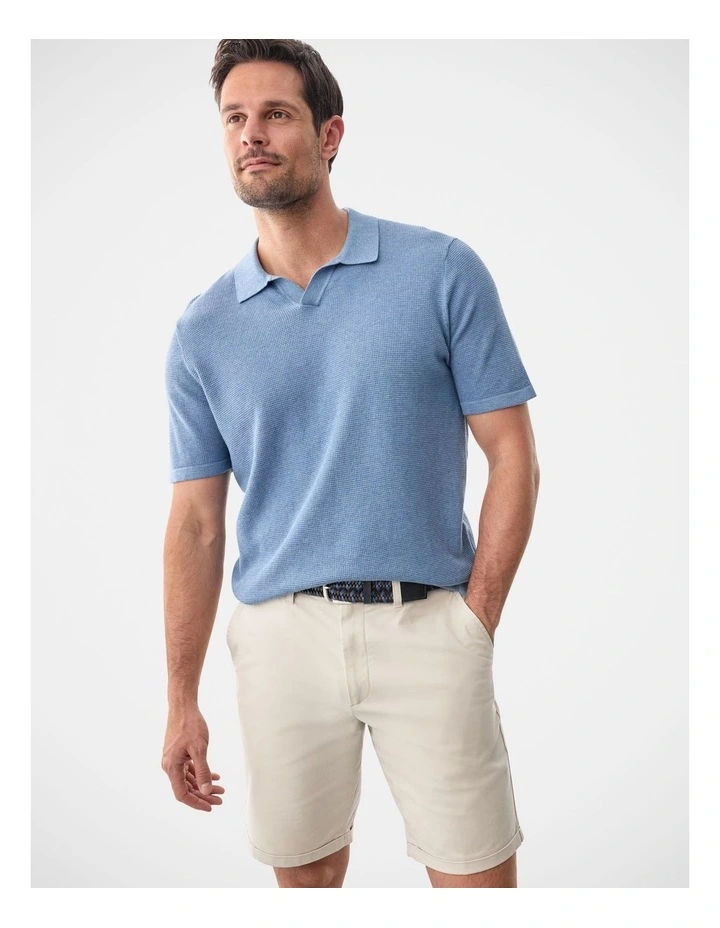 Resort Collar Knit Polo in Pale Blue image 3