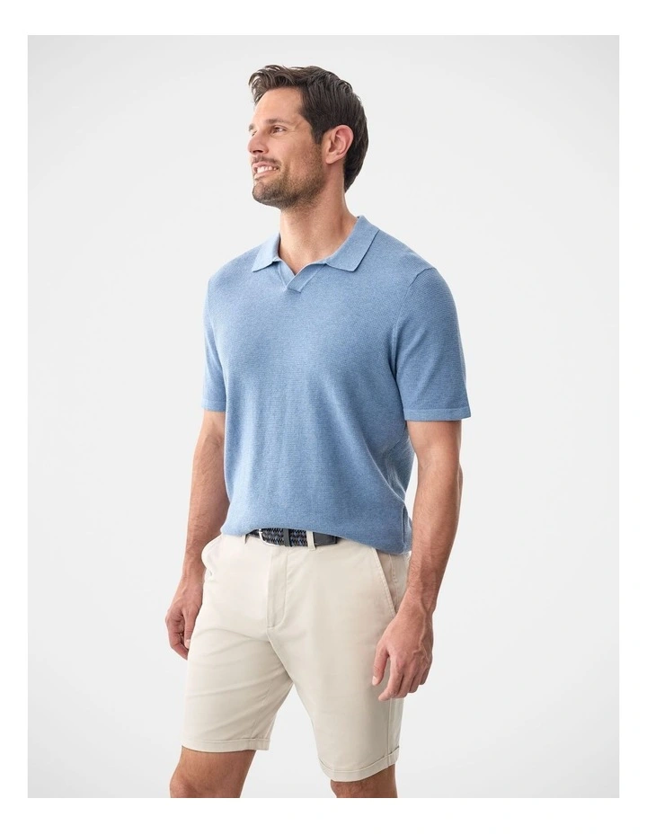 Resort Collar Knit Polo in Pale Blue image 4
