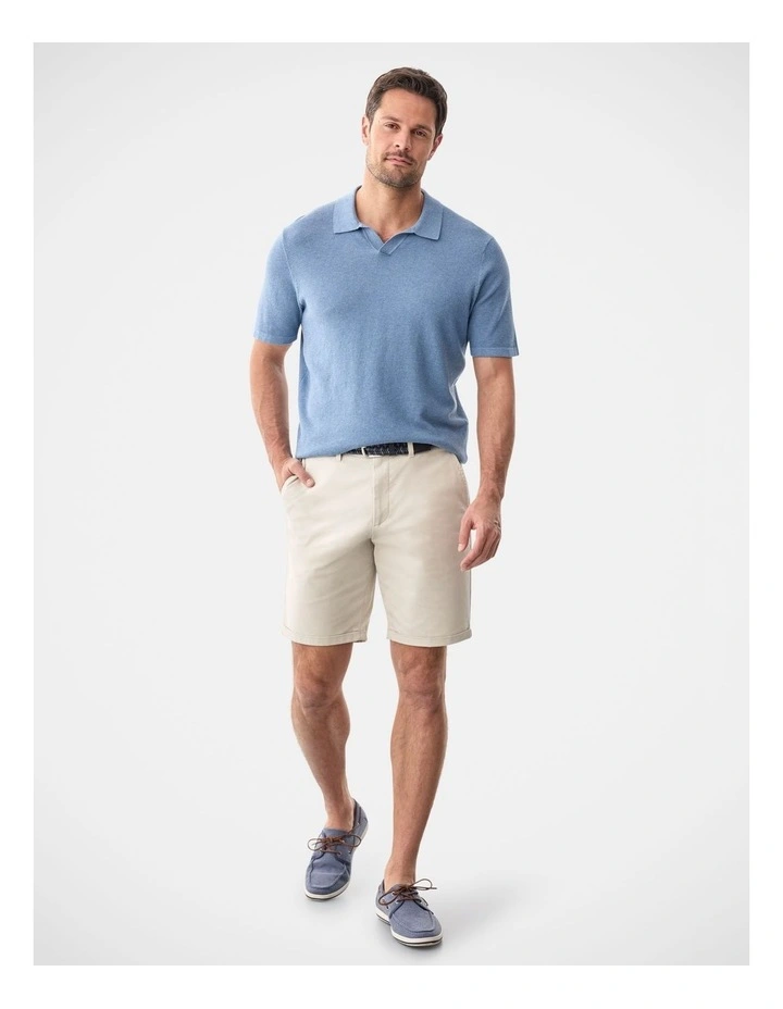 Resort Collar Knit Polo in Pale Blue image 5
