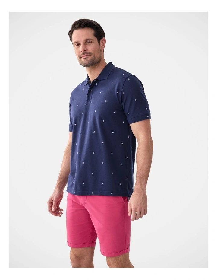 Sail Boat Print Polo in Navy image 4