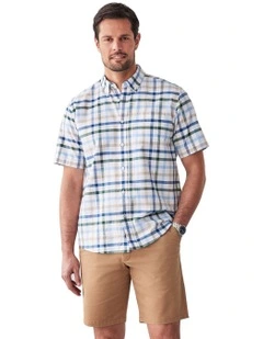 Casual Slub Check Short Sleeve Shirt in Multi