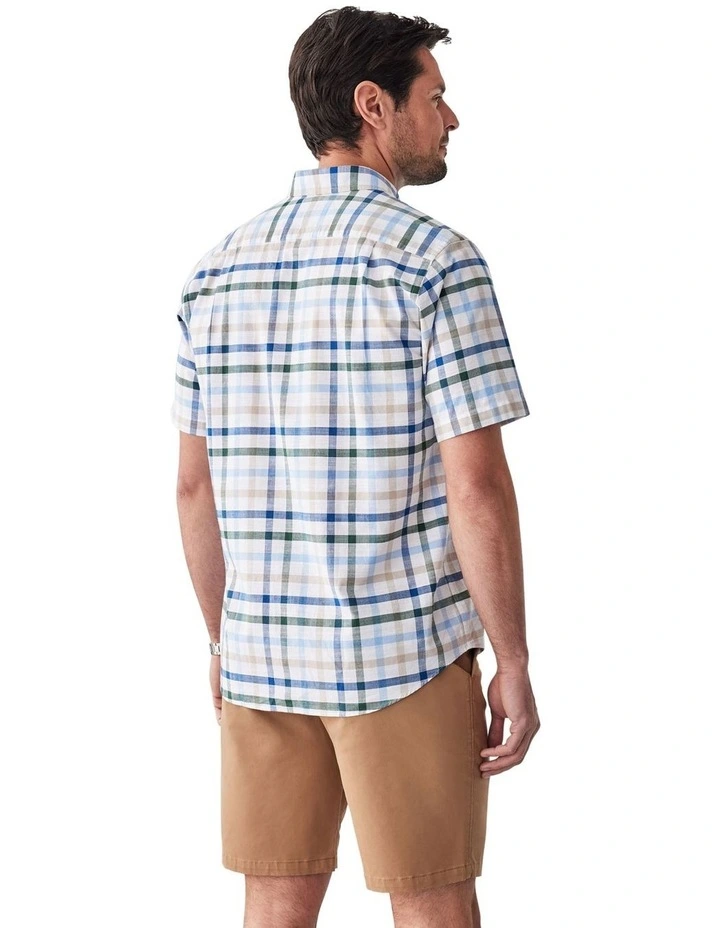 Casual Slub Check Short Sleeve Shirt in Multi image 2