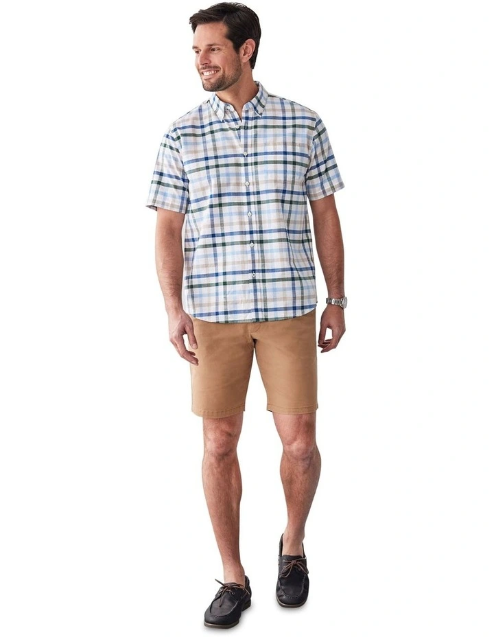 Casual Slub Check Short Sleeve Shirt in Multi image 5