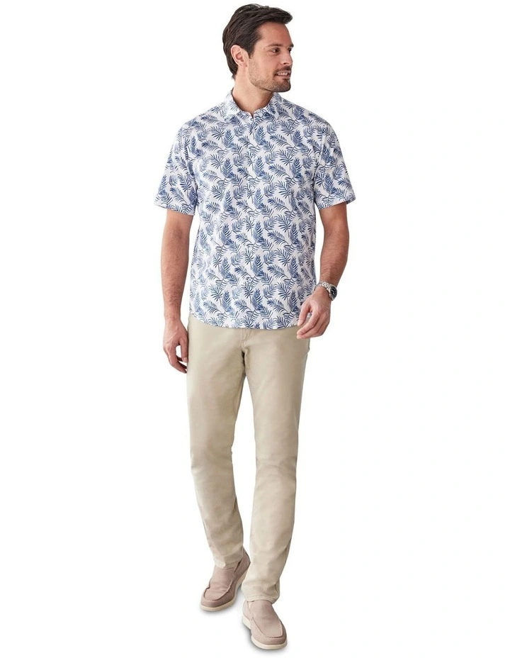 Casual Palm Print Short Sleeve Shirt in White image 5