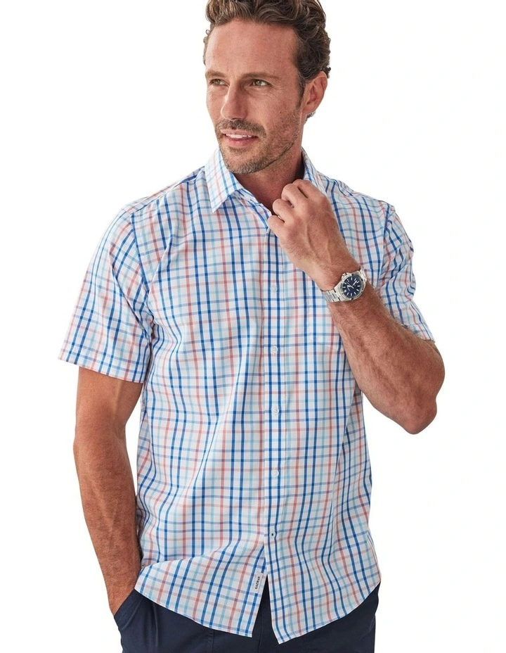 Easy Care Check Short Sleeve Shirt in Multi image 3