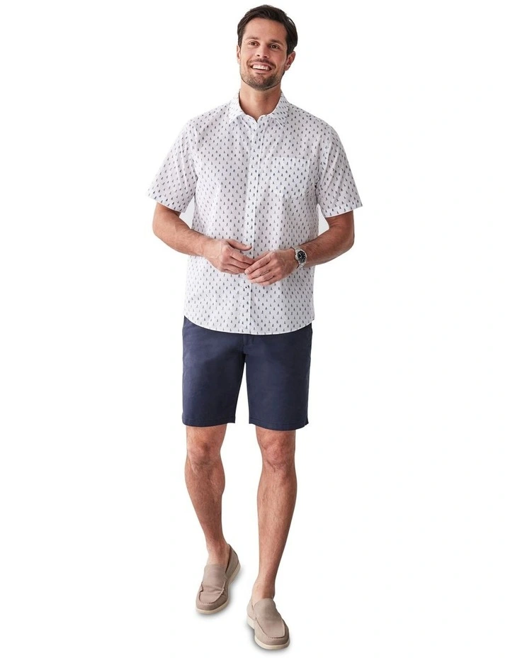 Casual Boat Print Short Sleeve Shirt in White image 5