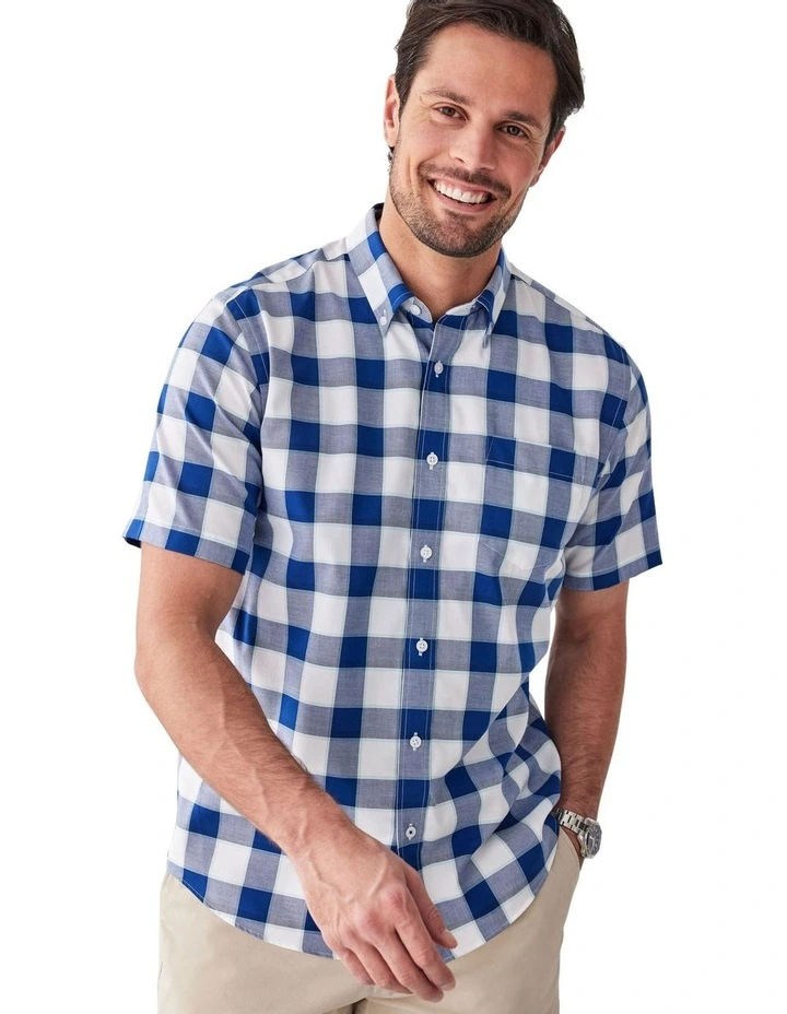 Easy Care Oxford Check Short Sleeve Shirt in Multi image 3