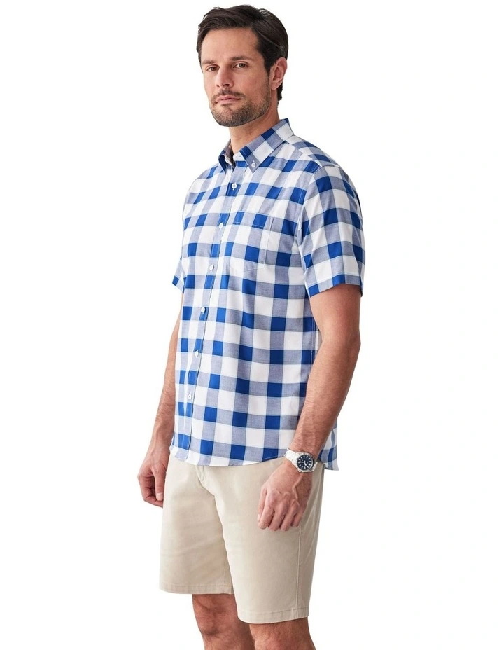 Easy Care Oxford Check Short Sleeve Shirt in Multi image 4
