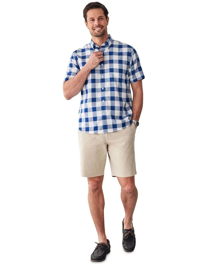 Easy Care Oxford Check Short Sleeve Shirt in Multi image 5